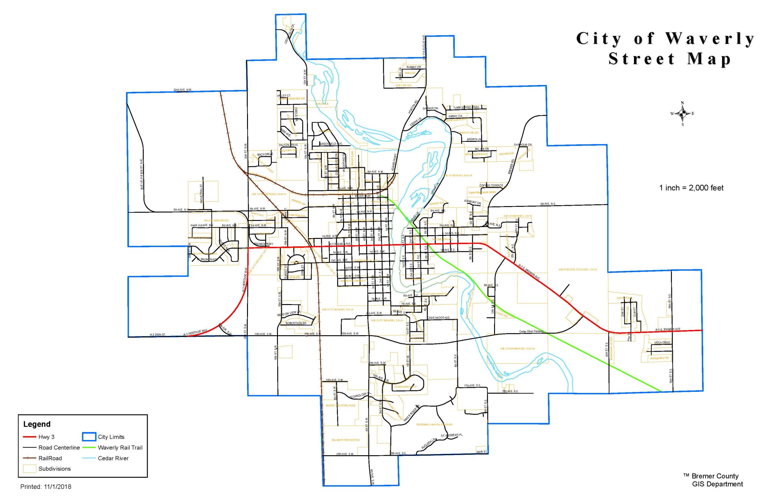 Waverly Street Map - The City of Waverly